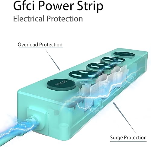 Miniatura 7 de SOLL IPX9 - Regleta de alimentación para exteriores resistente a la intemperie, protector de sobretensiones con 3 salidas y 3 puertos de carga USB
