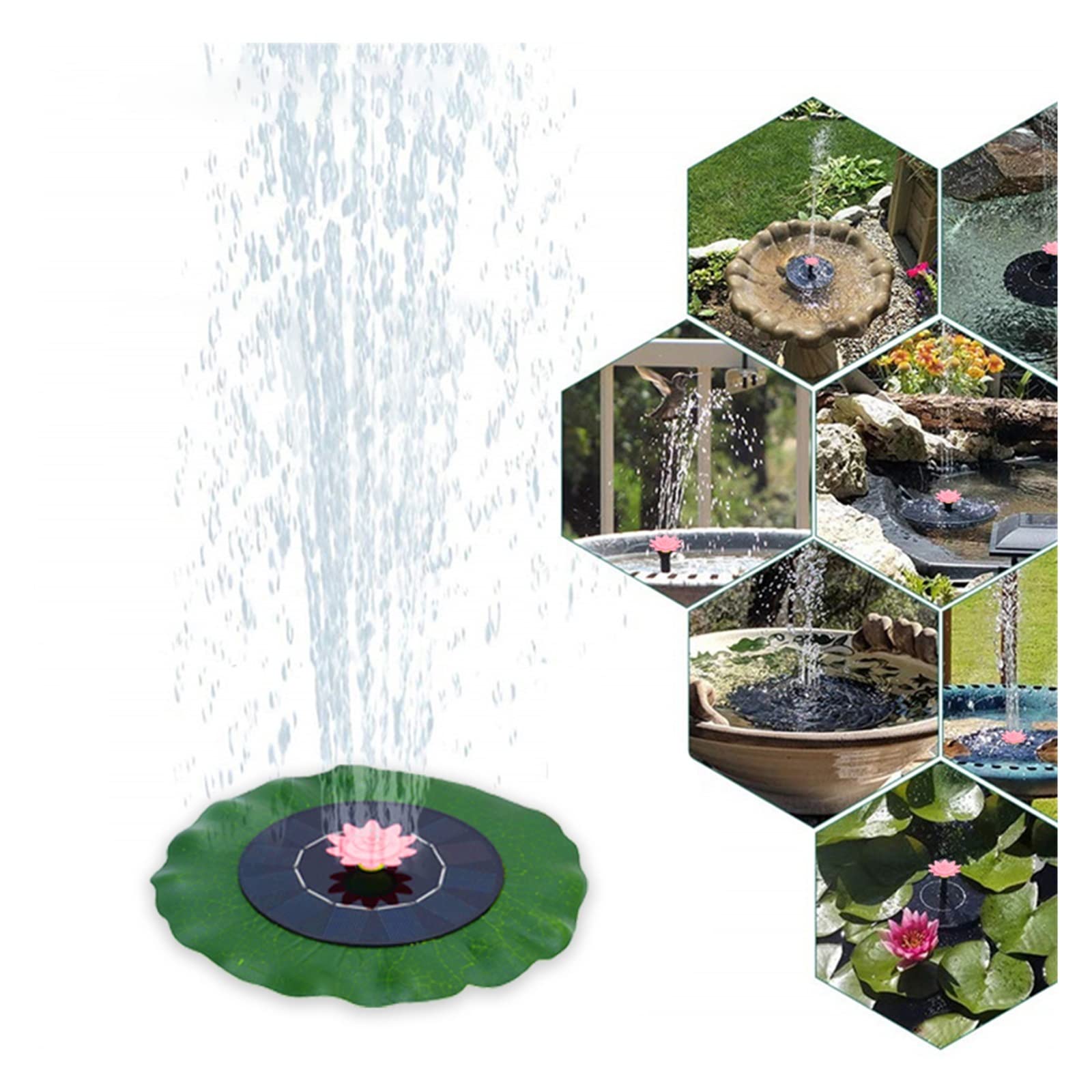 1.5W Solar Fountain Waterfall Water Pump Floating Simulation Lotus Leaf Garden Pool Landscape Pond Decorative Efficient Use Of Energy