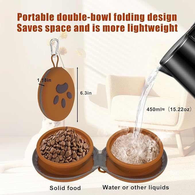 Comedero Plegable para Perro Silicona Portátil con Clip miniatura 2