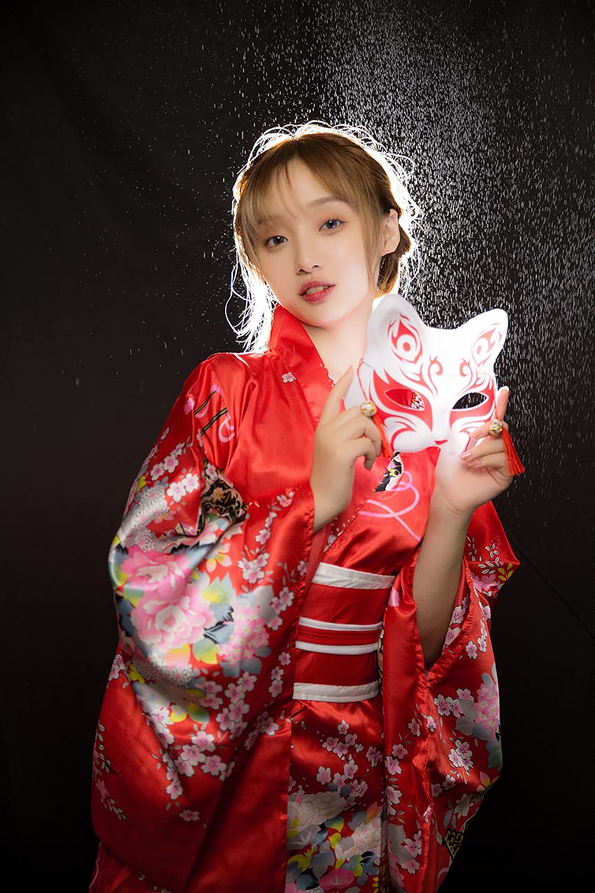 Bata tipo kimono tradicional japonés para mujer, vestido kimono para Halloween, disfraz de cosplay de Geisha Yukata