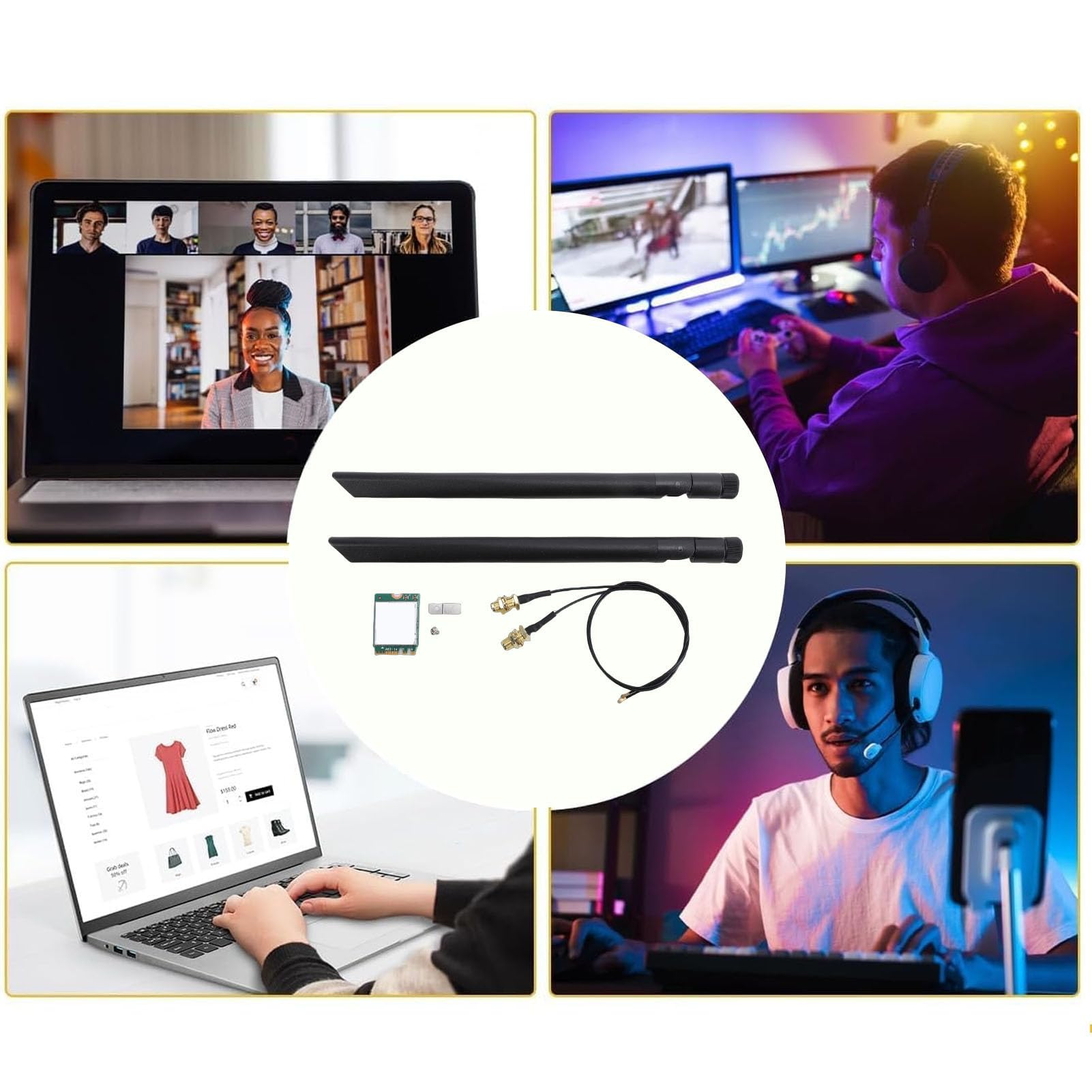 Scheda di Rete WiFi, AX1675X Scheda Wireless WiFi 6E M.2 2.4G 5G 6G Adattatore di Rete per PC Bluetooth 5.3 Tripla Banda con Doppia Antenna da 8 DB Supporto per, Supporto per