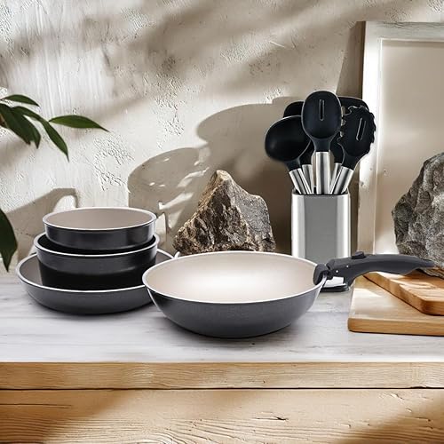 Miniatura 3 de LAGUIOLE, Juego de cocina extraíble de 5 piezas, revestimiento antiadherente, compatible con todas las encimeras, inducción, aluminio, revestimiento