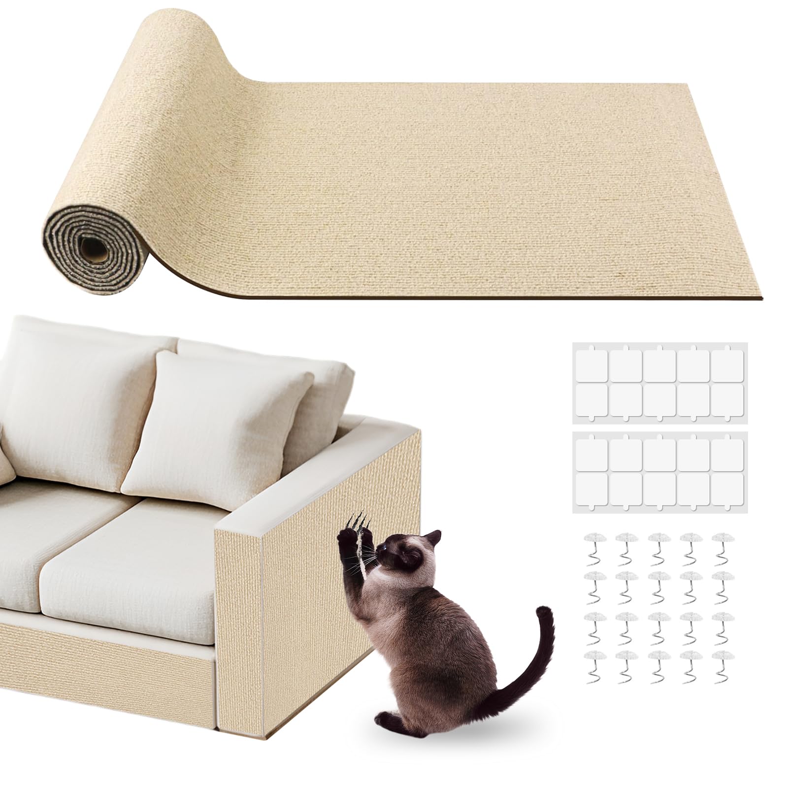 Tapis griffoir pour chat : protégez vos meubles des griffures avec ce rouleau kaki 40x200cm