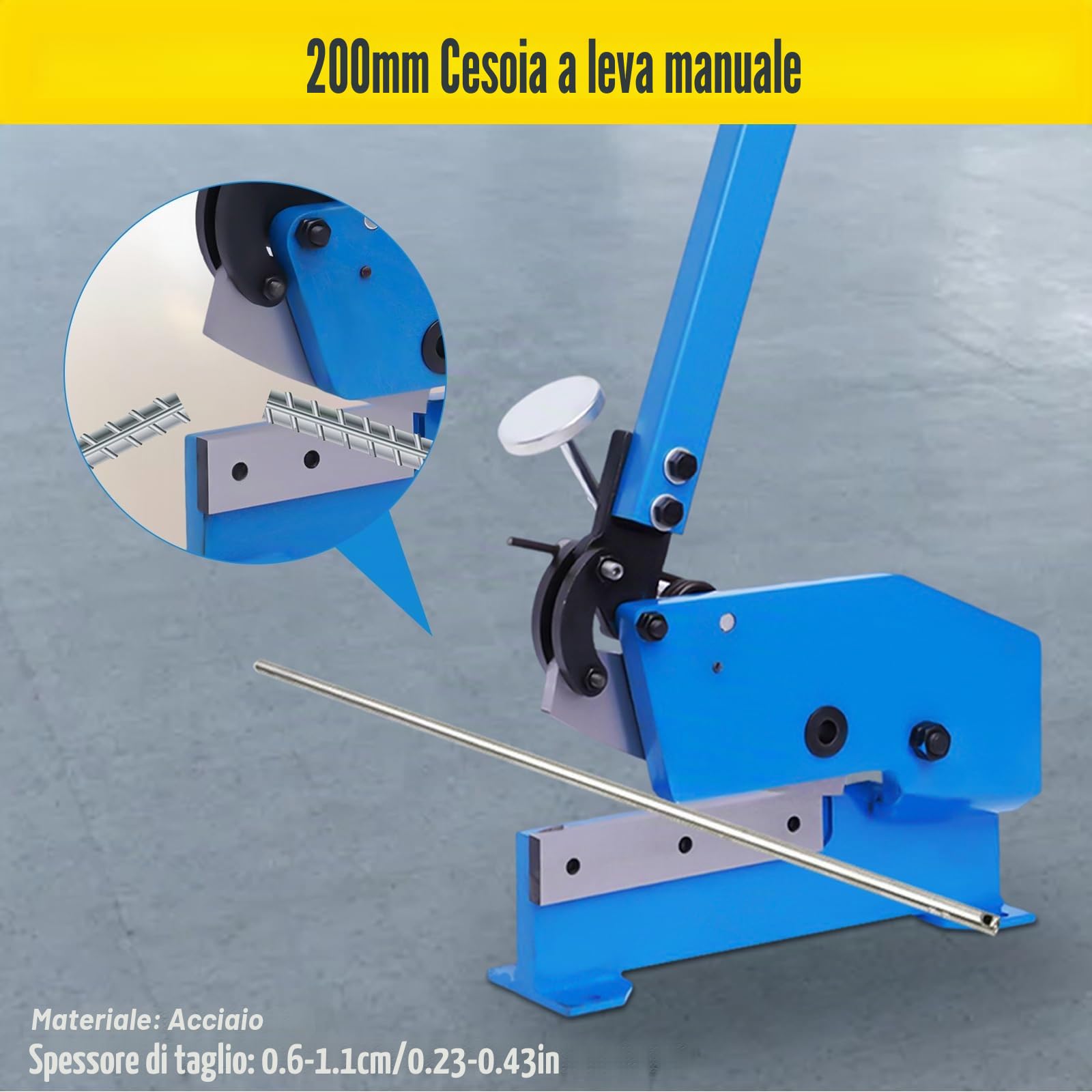 Cesoia manuale a ghigliottina, per tagliare lamiere e barre in acciaio al carbonio (125 mm)