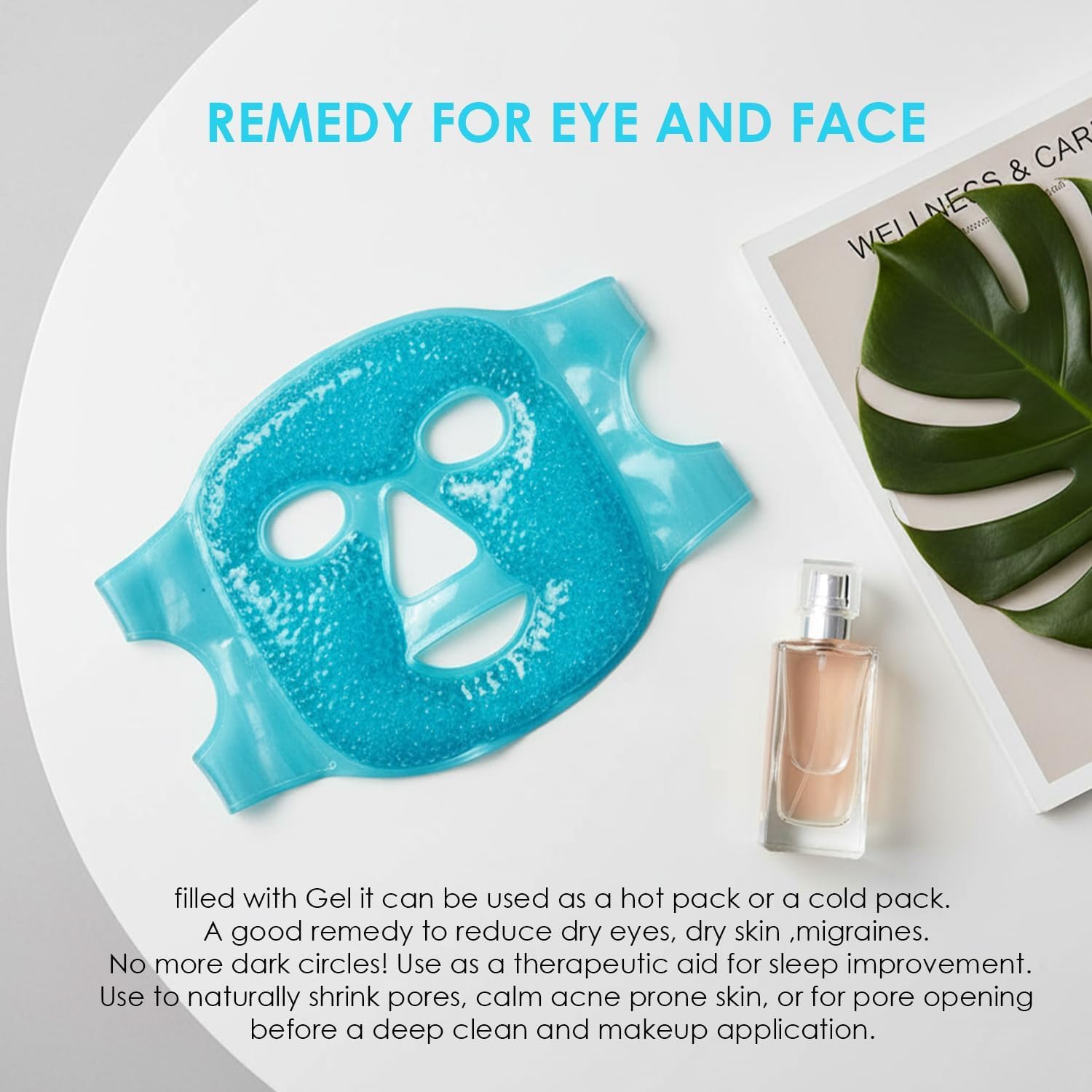 SJ GADHVI Cold Face Eye Mask with Gel Beads, Ice Pack for Dark Circles, Puffiness, Headaches, Hot and Cold Compress, Sleep and Skin Care for Women 1