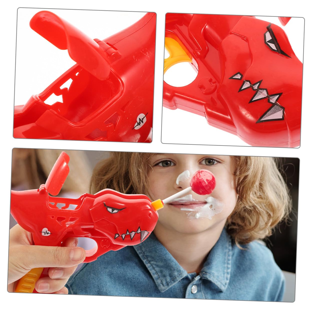 Porta Lecca di Dinosauro in Plastica Rosso Facile da Usare Design Creativo per Feste e Ragazzo Ragazza Divertente Giocattolo