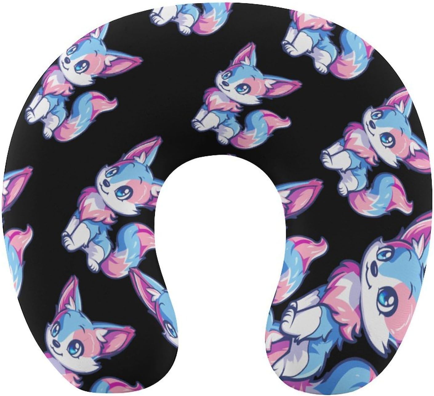 Trans Fox Transgender Travel Pillow U Shape Neck Pillow Washable Pillowcase for Sleeping Chair
