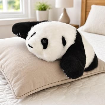 Cute Weighted Panda Stuffed Animal - Woolen Panda Plush Gifts Stuff, Hugging Weighted Stuffed Animals for Adults & Kids, 17 Inches 5 Lbs Plush Toys for Girls Menglan3 Months Old