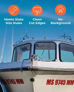 Custom Boat Registration Numbers Stickers, Pack of 2 Boat Lettering Decals
