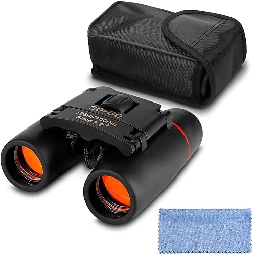 30x60 Mini Binoculars for Adults Travel – Small Binoculars for Adults with 126M/1000M Wide Field of View, 7.2° Angle & Storage Bag – Pocket Size for