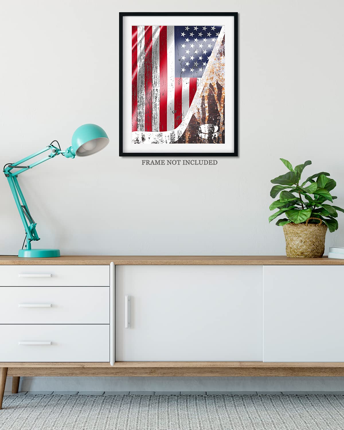 Eishockey USA Flagge Wandbild - Ungerahmter Druck Auf Fotopapier Für Sportzimmer, Mancave & Deko