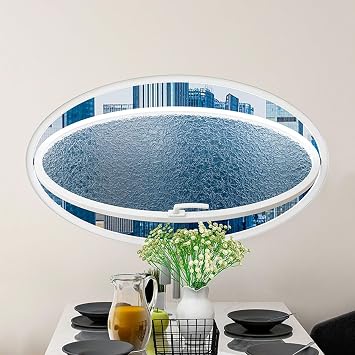 Circle Windows for House Oval Rotating Window Aluminum Sliding Shed Porthole Basement Bathroom Rotation Hopper Service Windows Door Privacy Glass Rainproof SilentWhite,120 * 60cm