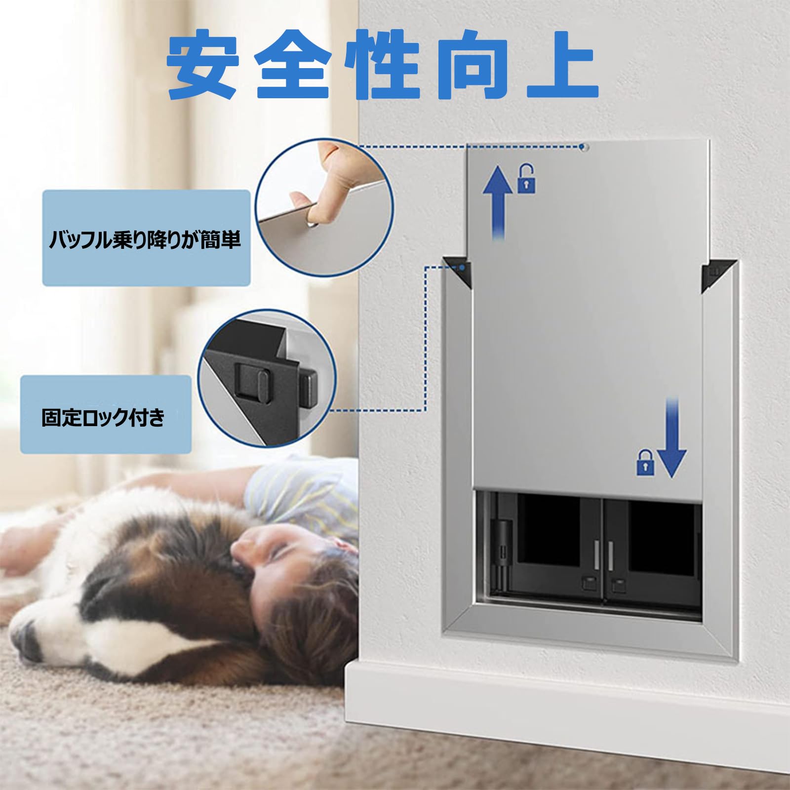 Amazon.co.jp: ペットドア 大型犬 出入り口 2WAYロック 2ドア ペット