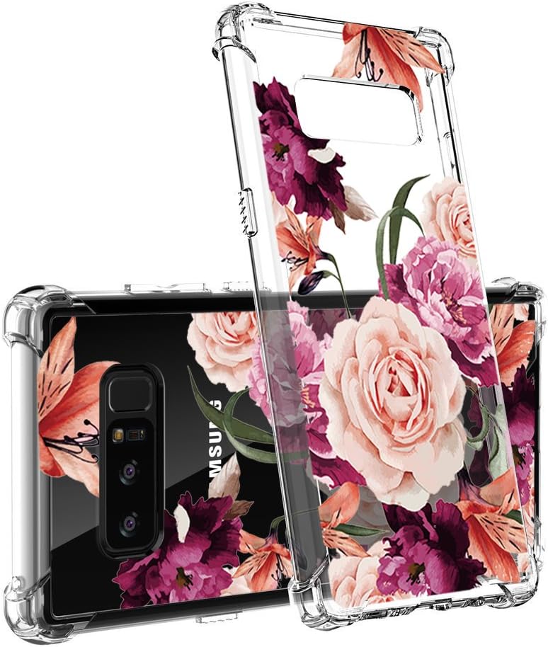 Galaxy Note 8 Case,Samsung Galaxy Note 8 Case with Flower,LUOLNH Slim Clear Floral Pattern Soft Flexible TPU Back Cover for Samsung Galaxy Note 8 (Purple)