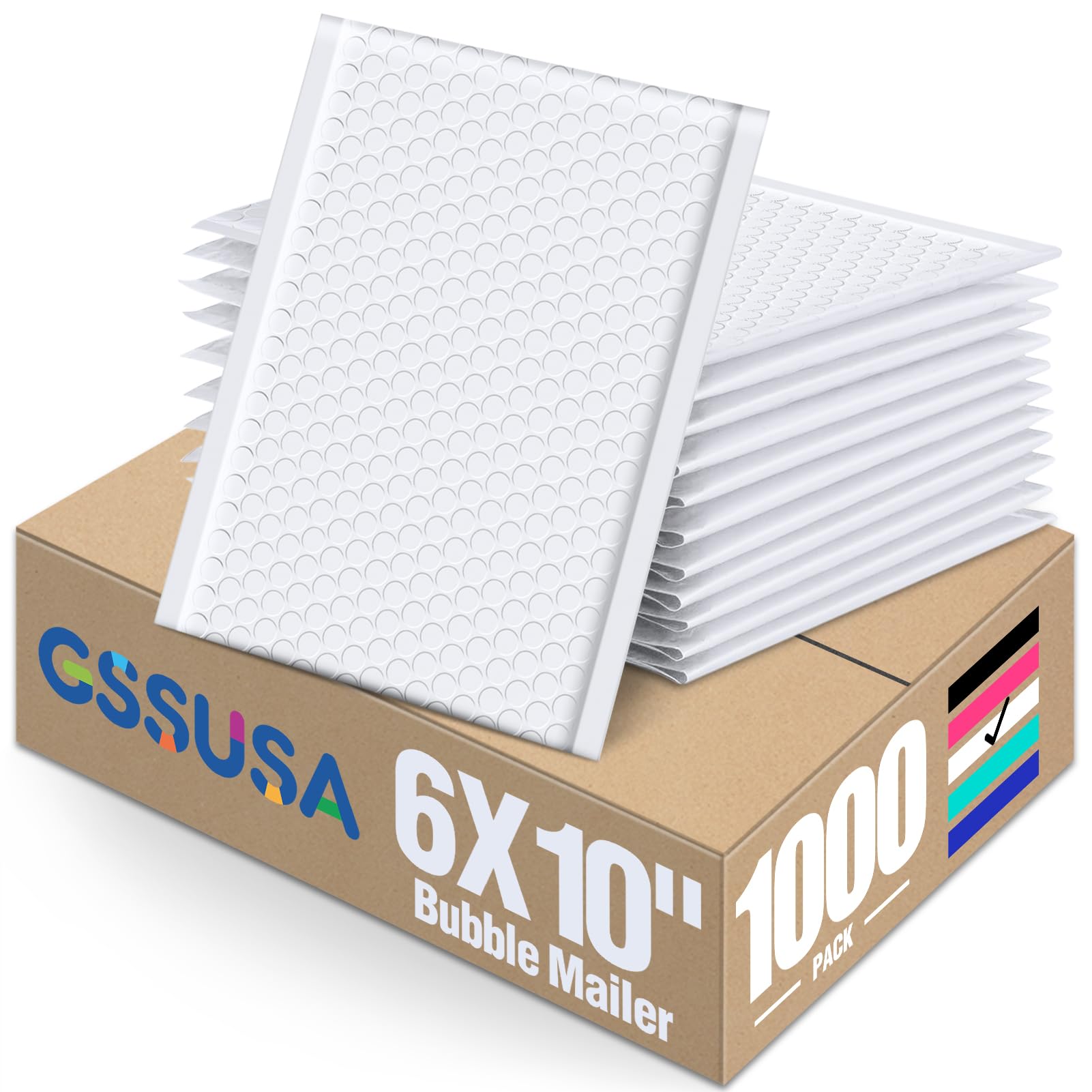 GSSUSA White Bubble Mailers 6x10 Small Padded Envelopes 1000 Pack Self-Seal