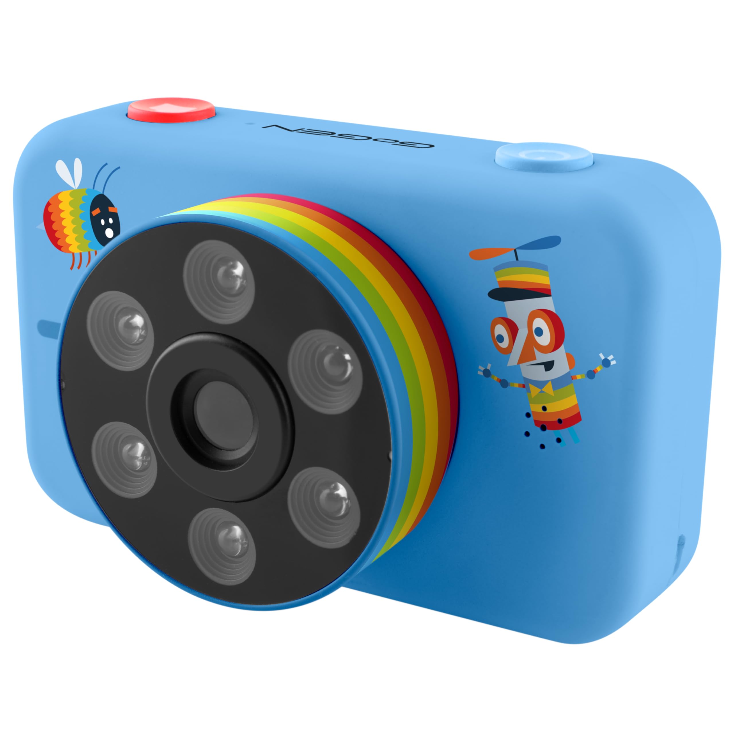 GOGEN DECKO Aparat dla dzieci, aparat cyfrowy dla dzieci, aparat do selfie, zdjęcia i wideo HD, efekty fotograficzne, karta micro SD 32 GB, LED, akumulator litowo-jonowy, nadaje się dla dzieci od 3