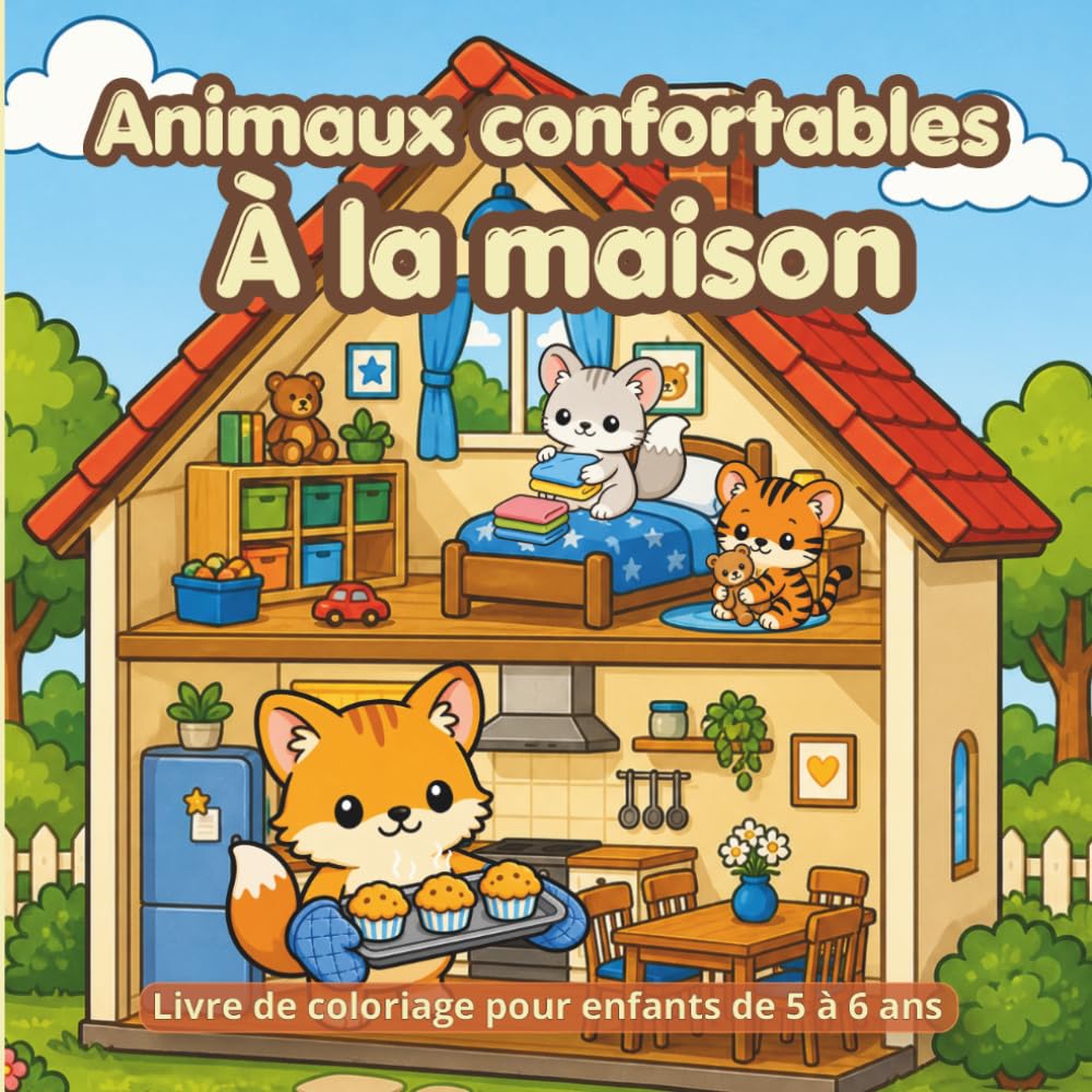 Animaux confortables À la maison: Livre de coloriage pour enfants