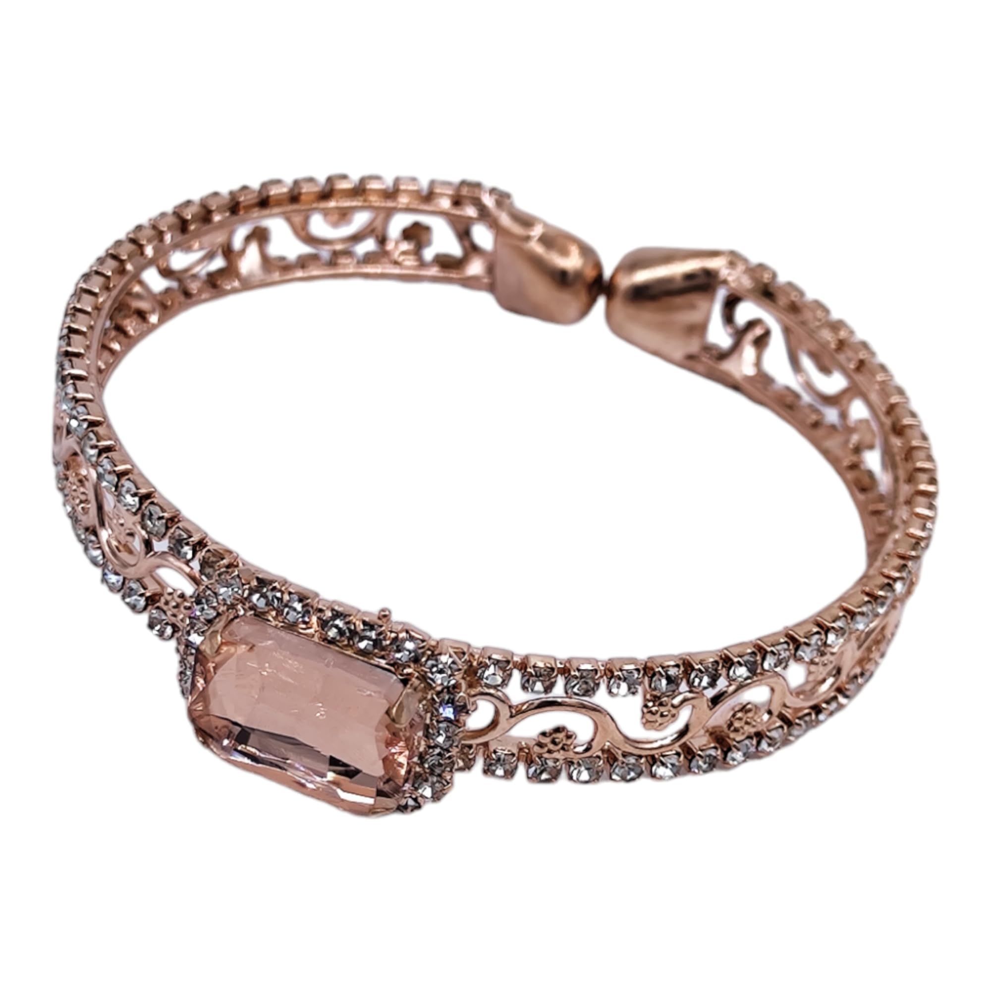 ZaffreCollections Rose Gold Crystal Cuff Bracelet for Women and Girls (B0D2J5CQCP) Amazon Price History, Amazon Price Tracker