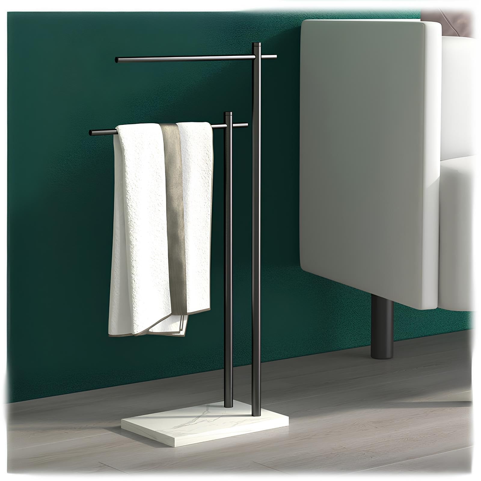 Porte-serviettes moderne noir pour buanderie sans percer les murs