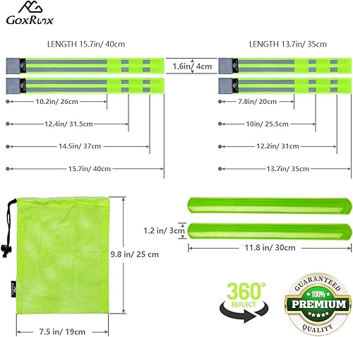 Miniatura 5 de GoxRunx 6 bandas reflectantes para brazomuñecapierna, reflectores reflectantes de alta visibilidad, para mujeres y hombres, correas reflectantes de