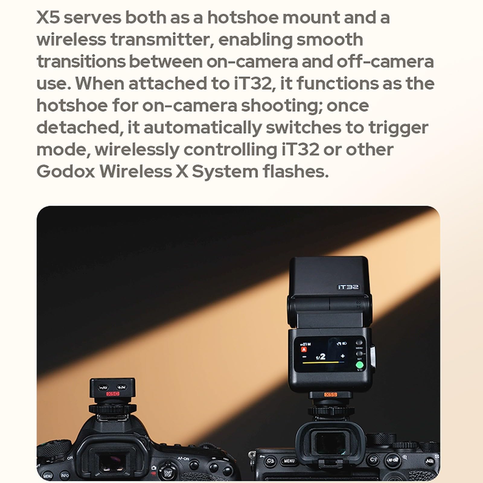 Godox IT32 TTL + X5L Flash per fotocamere Leica, Speedlight con schermo touch, wireless 2.4G, HSS, GN18, tempo di ricarica 1,5 s, lampada pilota a LED, flash per Leica SL1, SL2, M10, Q2