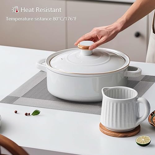 Miniatura 103 de AHHFSMEI Juego de 6 manteles individuales para mesa de comedor, manteles individuales de vinilo tejido de plástico, antideslizantes, aislamiento