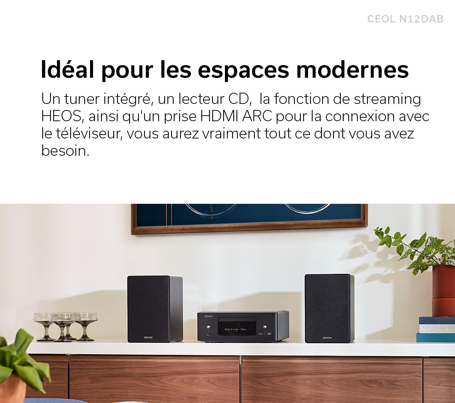 Denon CEOL N12DAB Système Audio Tout-en-Un, Lecteur CD, Radio Dab/FM, HDMI Arc, HEOS Intégré - Blanc