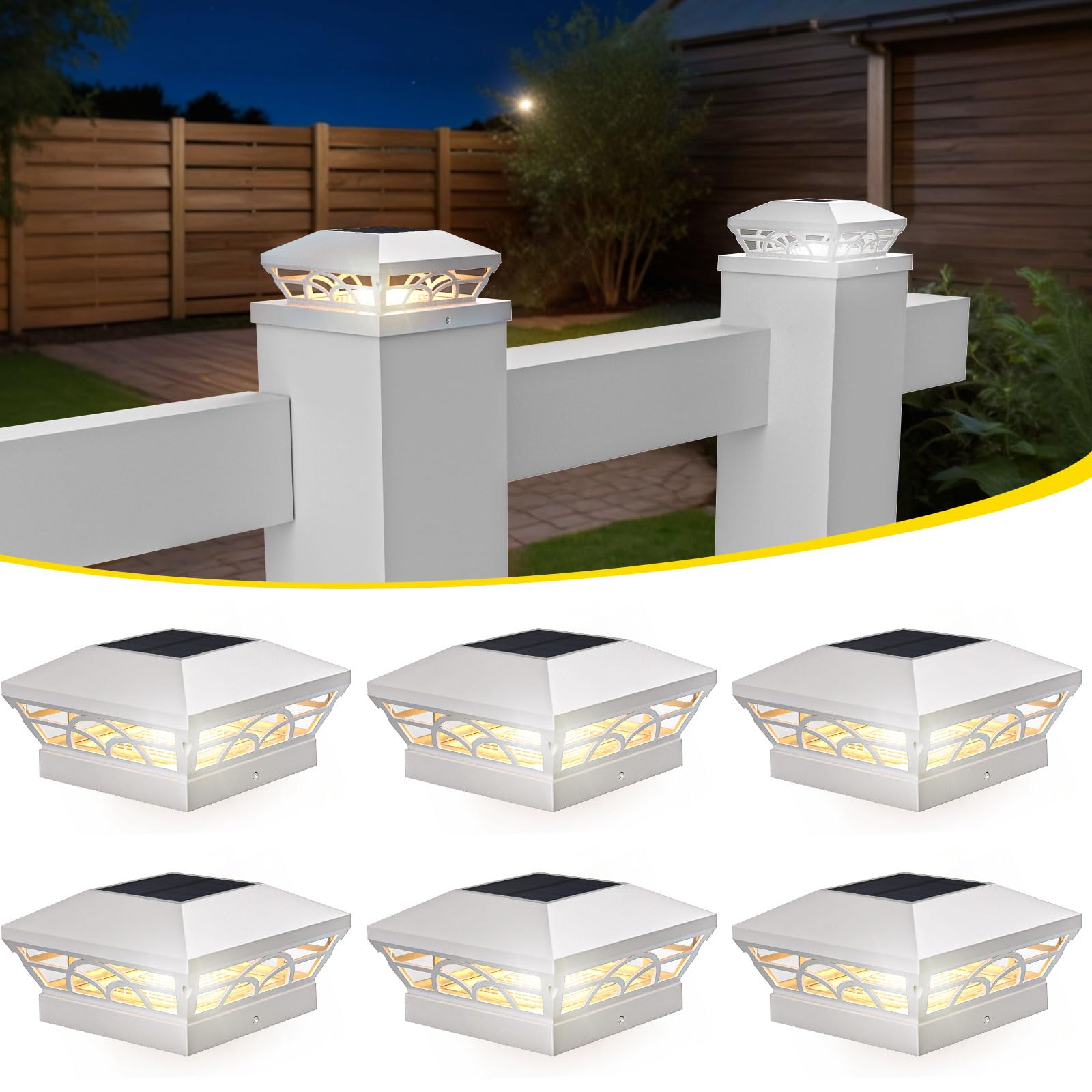 T-SUN Solar Post Cap Lights 6 Pack