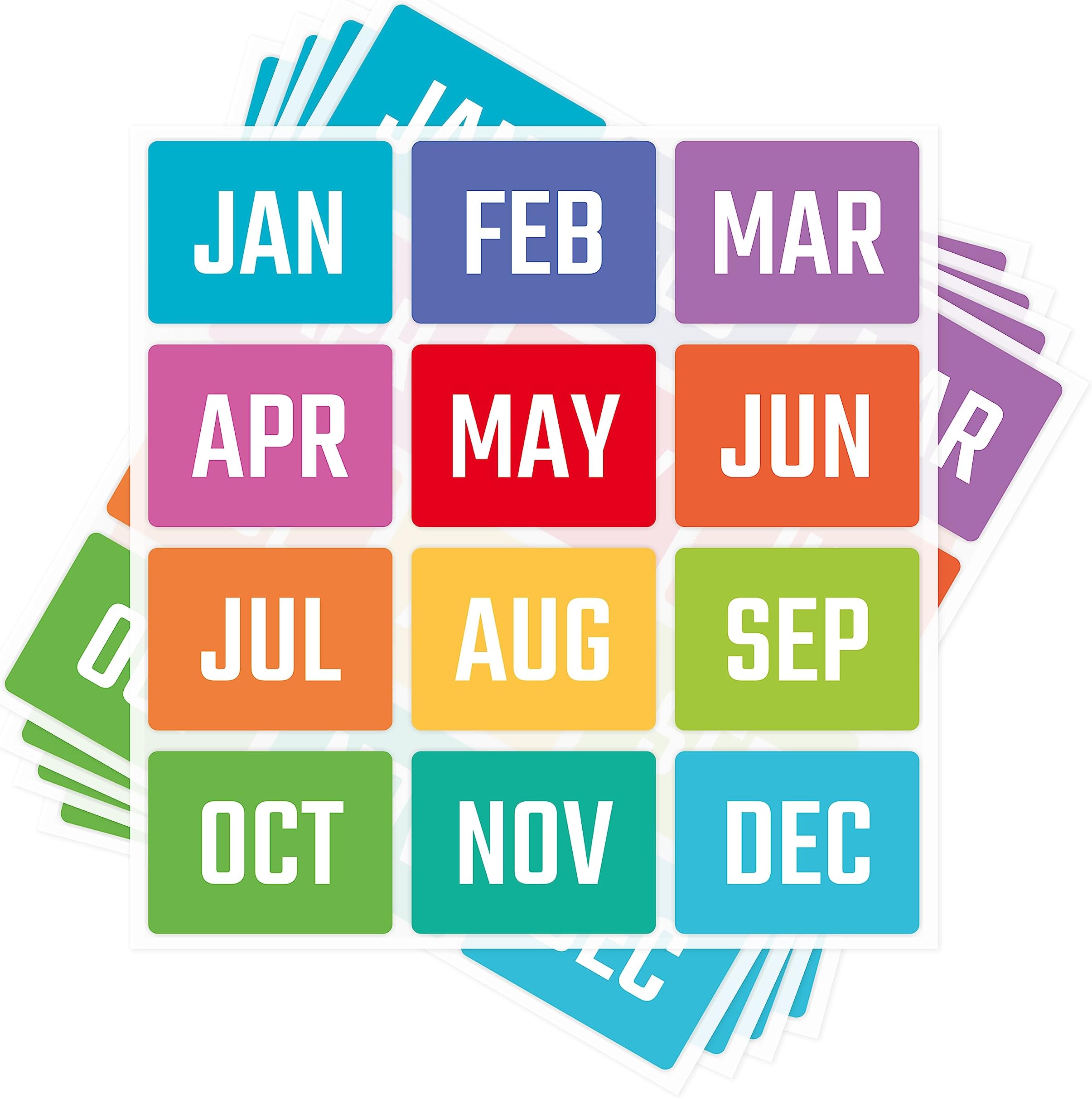 600 Color-Coding Month Stickers (50 Sheets, 12 Labels Per Sheet, 1 x 0.75 Inch) - Ideal for Office, Warehouse, Retail, Storage Organization