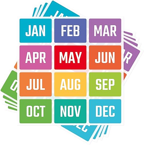 600 etiquetas adhesivas del mes, 12 meses del año, etiquetas de codificación de colores, etiquetas rectangulares de mes, calcomanías autoadhesivas, 600 etiquetas adhesivas del mes, 12 meses del año, etiquetas de codificación de colores, etiquetas rectangulares de mes, calcomanías autoadhesivas,