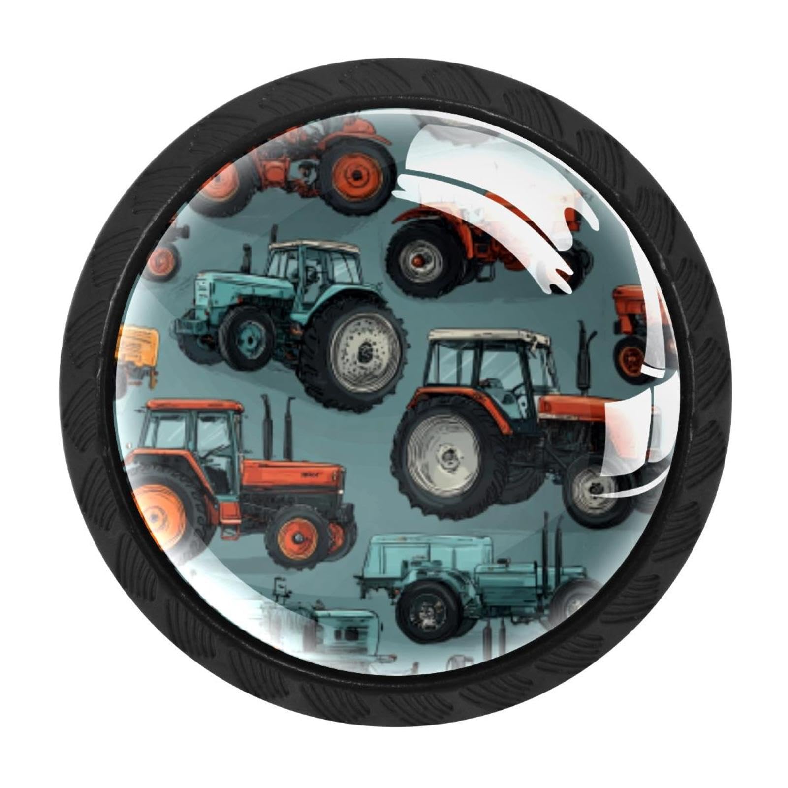 CHENZZZZ 4 Pack Cabinet Handles Black Tractors Pattern Cabinet Knobs Draw
