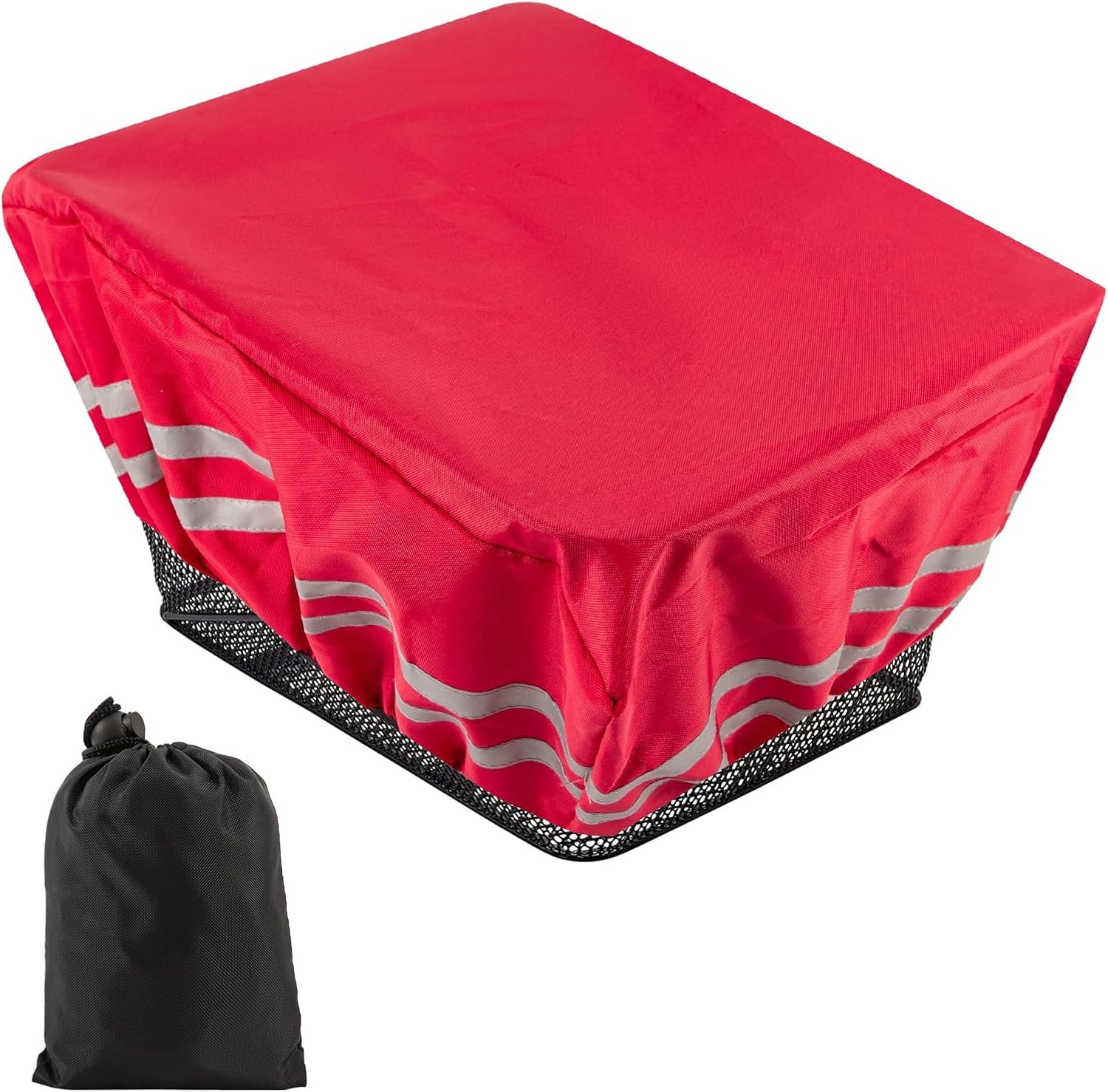 Bike Basket Cover,Bicycle Baskets Liners,Waterproof Rain Liner,18.1x12.5x7.8In,Compatible with Fits Most Baskets,Oxford Cloth,Reflective,Hook,for Basket Protection Lining (Black)