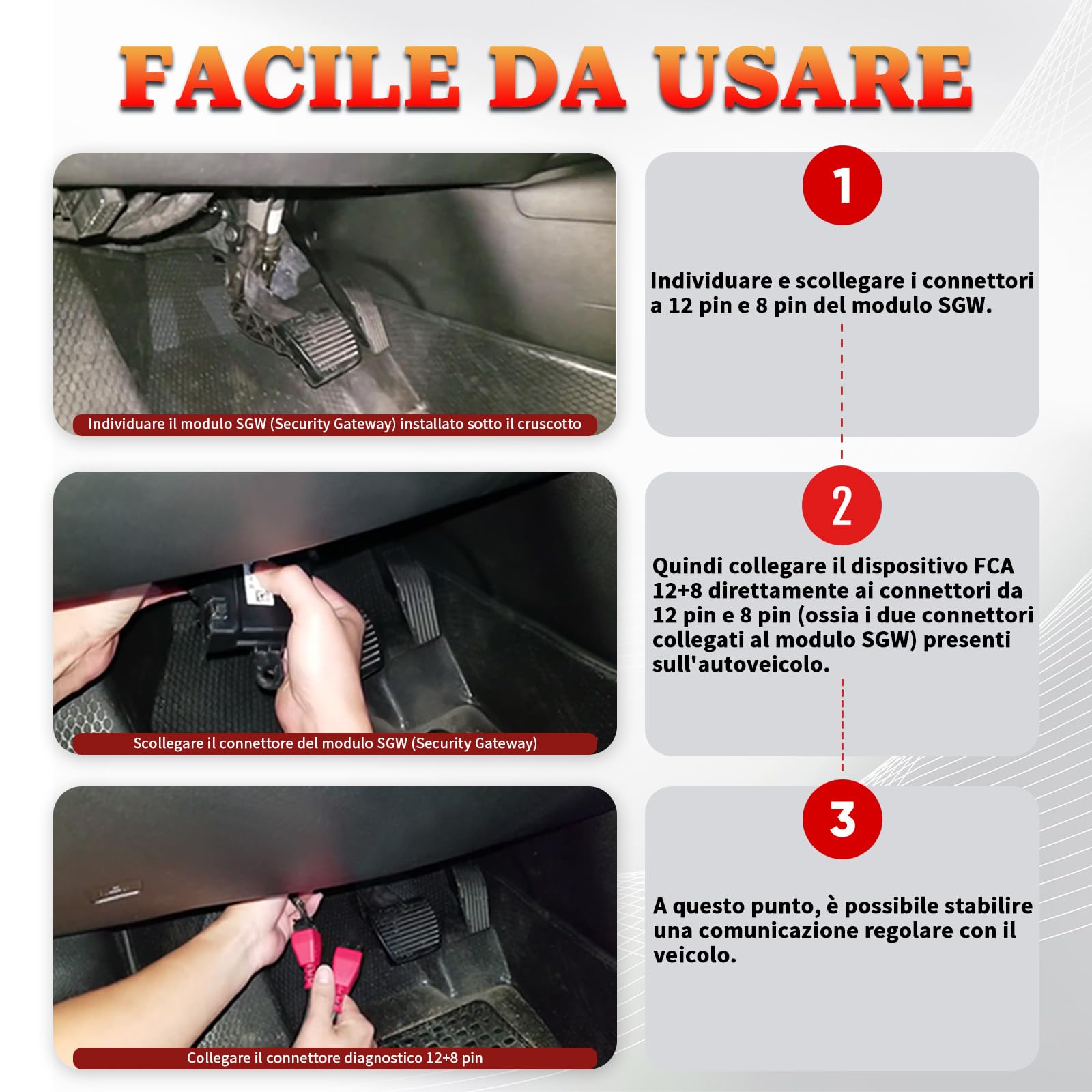 FCA 12+8pin cavo di raccordo OBD2 per la sicurezza del cavo, adatto a Chrysler/Jeep/Fiat/Alfa Romeo/Lancia/Maserati SGW dotato di veicoli FCA dopo il 2018, lavora con scanner obd per la programmazione
