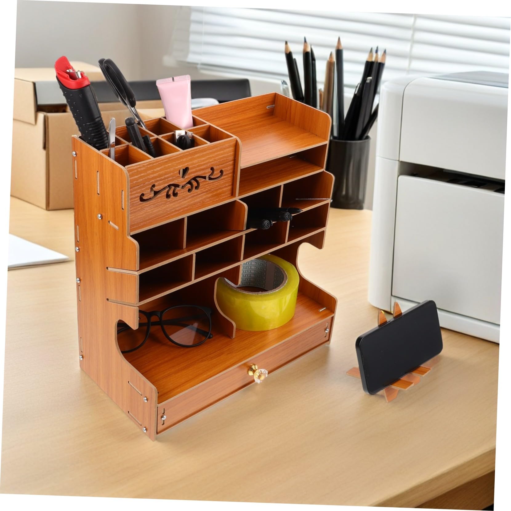 Organizer Scrivania in Capacità con Scomparti Multipli Portapenne Elegante e Funzionale per Ufficio Portaoggetti Desktop per Penne e Accessori