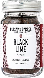 Burlap & Barrel - Ground Black Lime - Tart and Savory Great for Roasted Meats, Veggies, Stews, Kebabs - Great Alternative to Makrut Leaf in Recipies - As seen on Shark Tank - 2.8oz Glass Jar