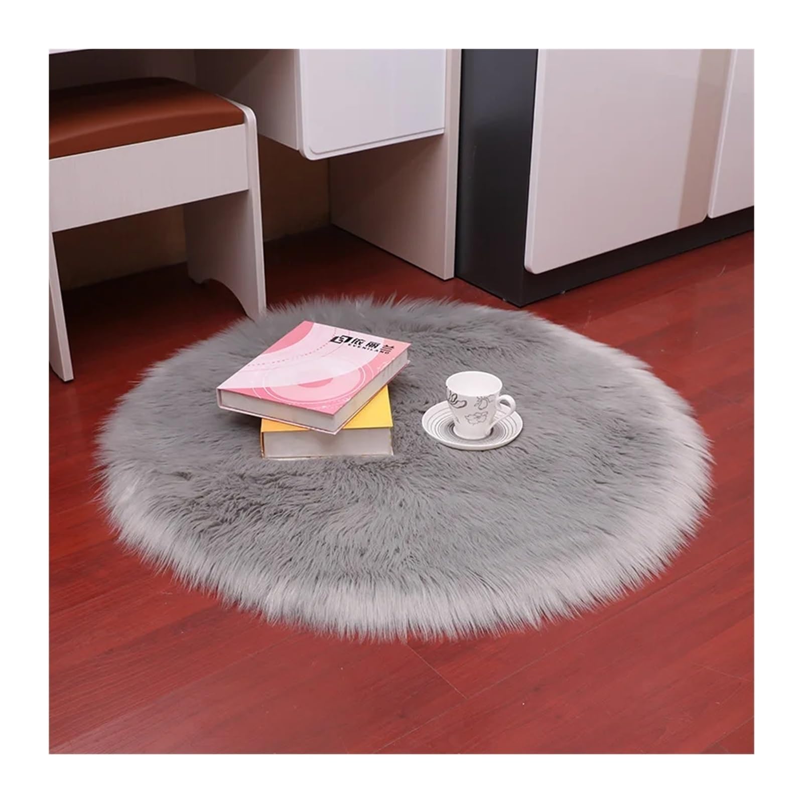 Tapis rond en fausse fourrure Ø 130 cm pour le sol du salon et de la chambre