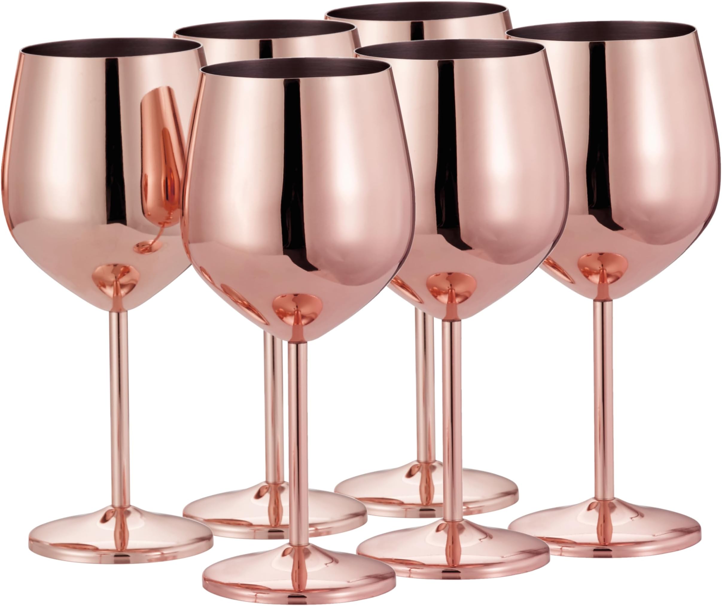 Oak & Steel - Elegant Large Wine Glasses, 550ml - Unbreakable Glass Gift Set for Home Bar, Wedding, Anniversary, Birthday Party (6, Rose Gold)