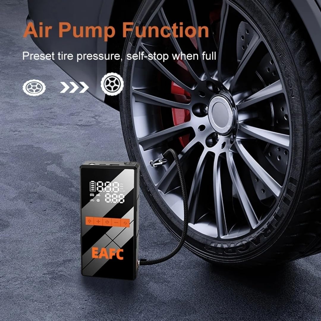 Kit de Emergencia para Coche, Arrancador de Coche de 1200 A con inflador de neumáticos de 150 PSI, con Kit de reparación de neumáticos