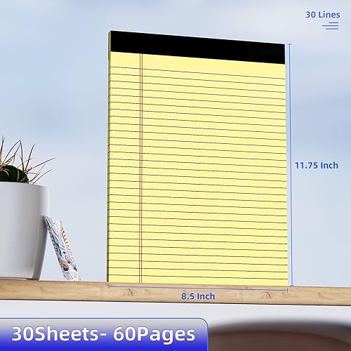 Miniatura 2 de Paquete de 6 blocs legales de 8.5 x 11.75 pulgadas, 30 líneas perforadas, bloc de notas perforadas, bloc de notas de impresión de doble cara, 21