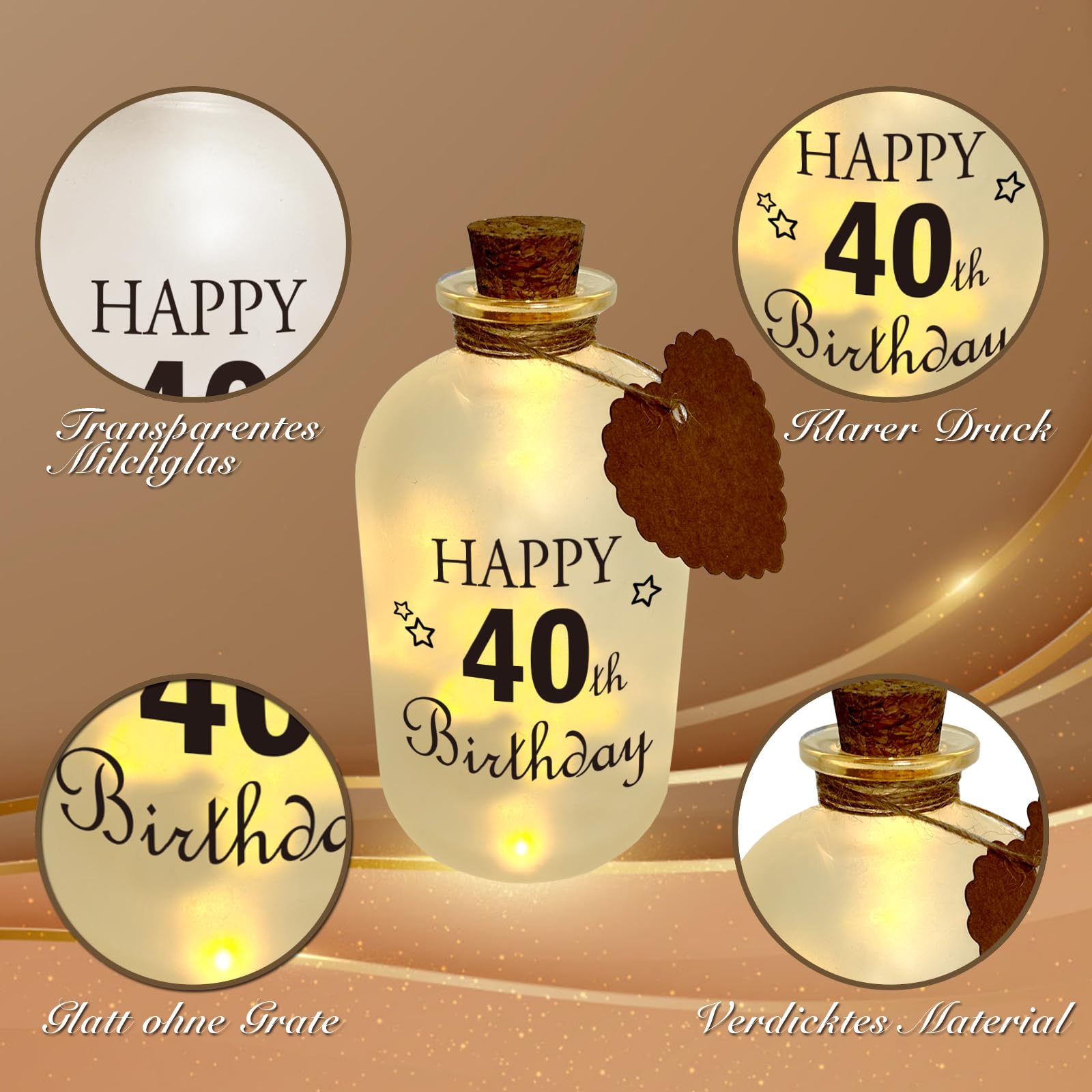 Bottiglia Luminosa LED Con Incisione Per 60° Compleanno – Regalo Emozionale Uomo Donna - 3