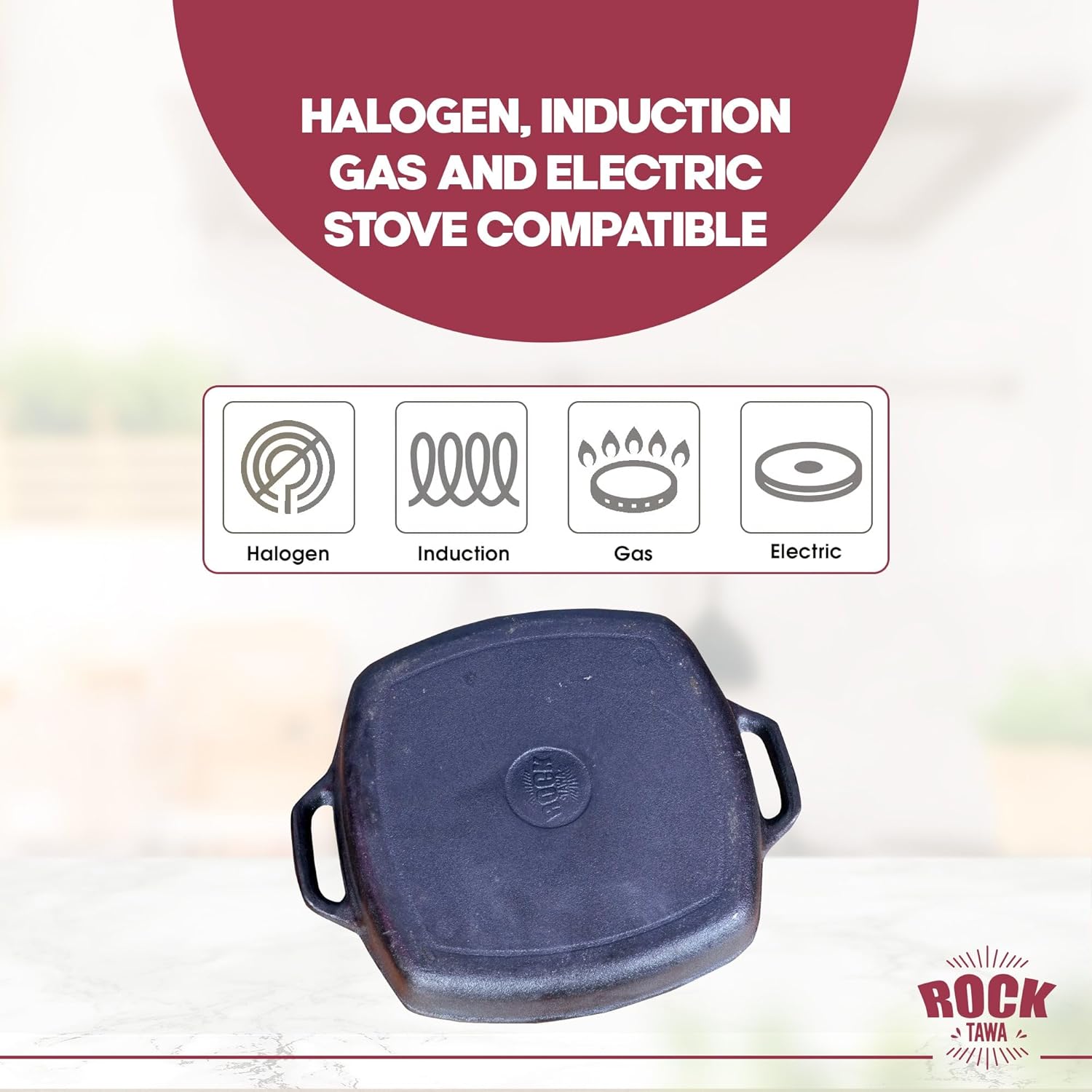 Square PAN Loop Handel 10.5 Inch Pre-Seasoned Cast Iron Skillet