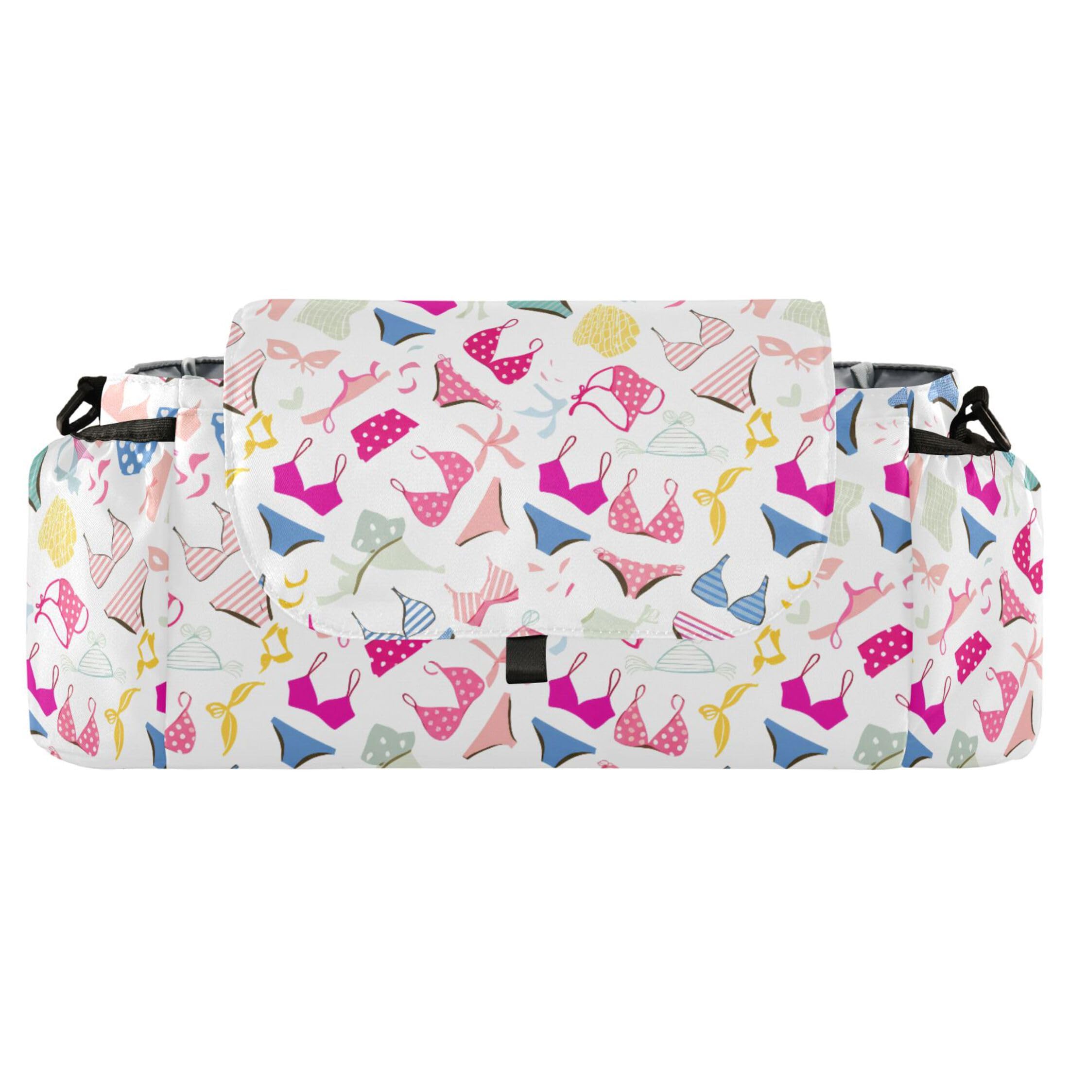 Burbuja Swimwear Pattern Stroller Organizer with Insulated Cup Holders, Non-Slip Stroller Caddy Universal Fits Most Strollers, Nursery Accessories