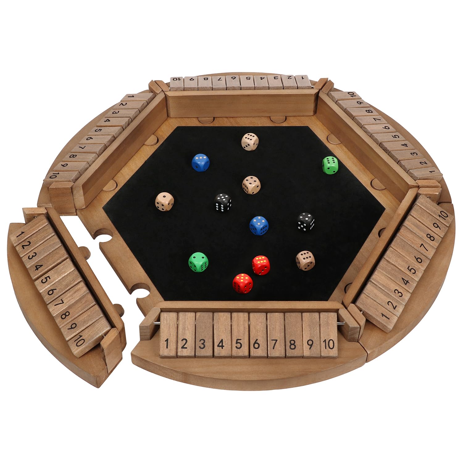 plusivo Shut The Box Game for one-6 Players, Large Round Wooden