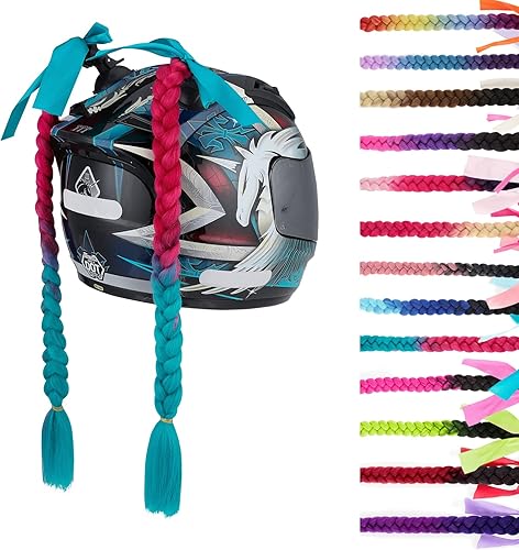 Miniatura 8 de SEGO 1 unidad2 piezas de casco de coleta de trenzas con ventosa desmontable con lazo, casco de motocicleta, colas de caballo, decoración de cola de