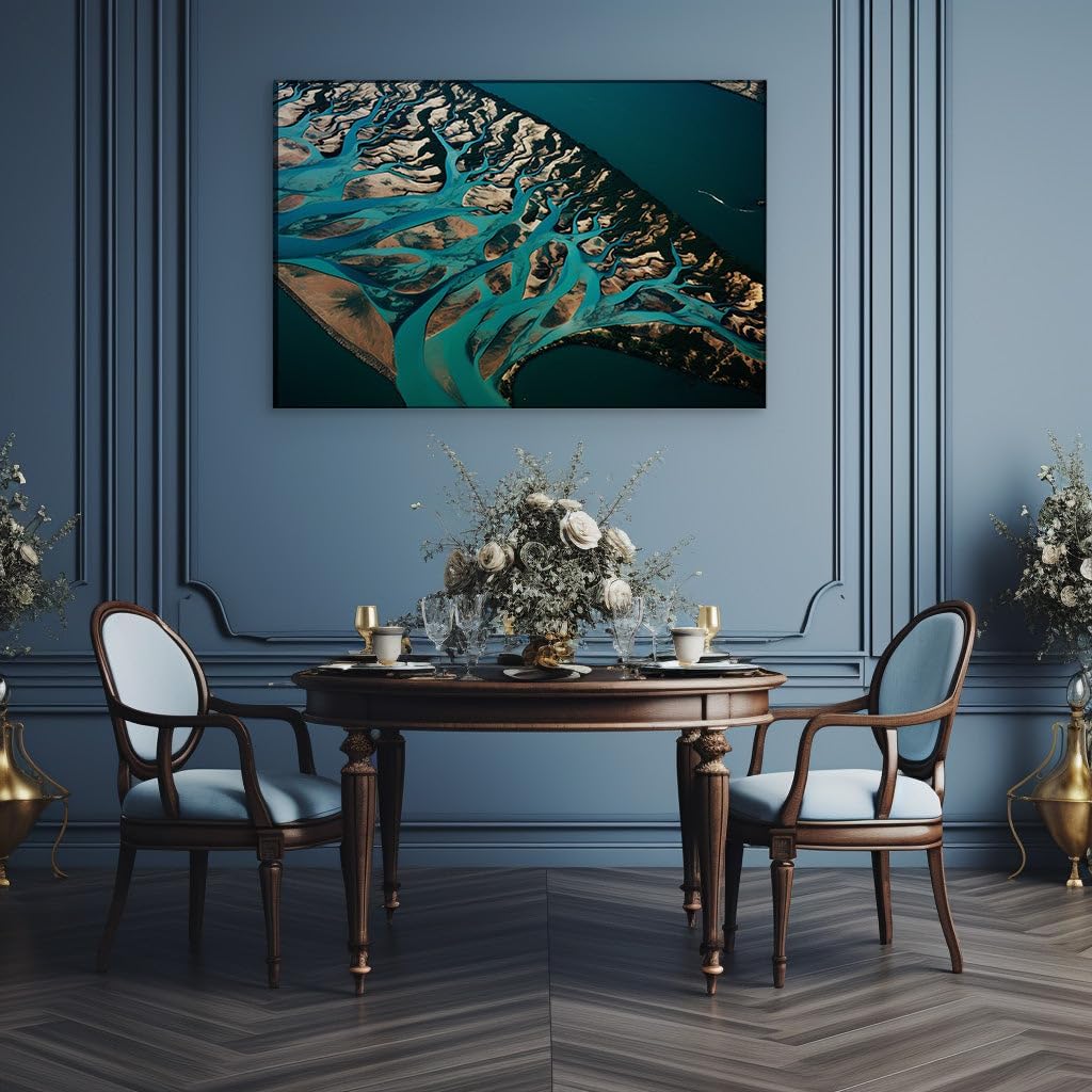 Canvas for Living room. Rivers of Serenity Weaving Nature's Grand Tapestry, 27 x 18 inch Canvas Wall Art - Contemporary Masterpieces - Modern Home Decor - 69x46 cm (27x18 inch)