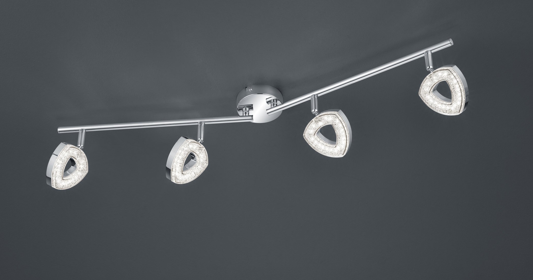 Trio R82134106 - Foco de 4 bombillas, SMD LED, 4,5 W, 400 lm, 3000K metal cromo IP20