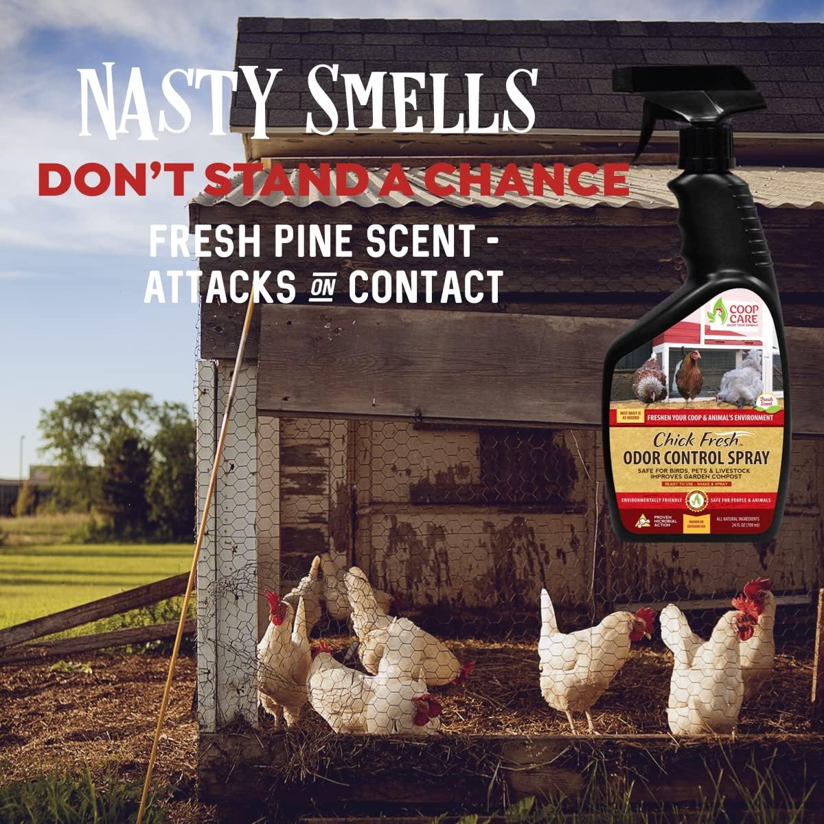 Chicken's Choice Chicken Dust Bath, 6 lb Natural Volcanic Ash Dust Bath for Chickens with Chick Fresh Odor Control and Eliminator 24 oz Spray Bottle. Made in America