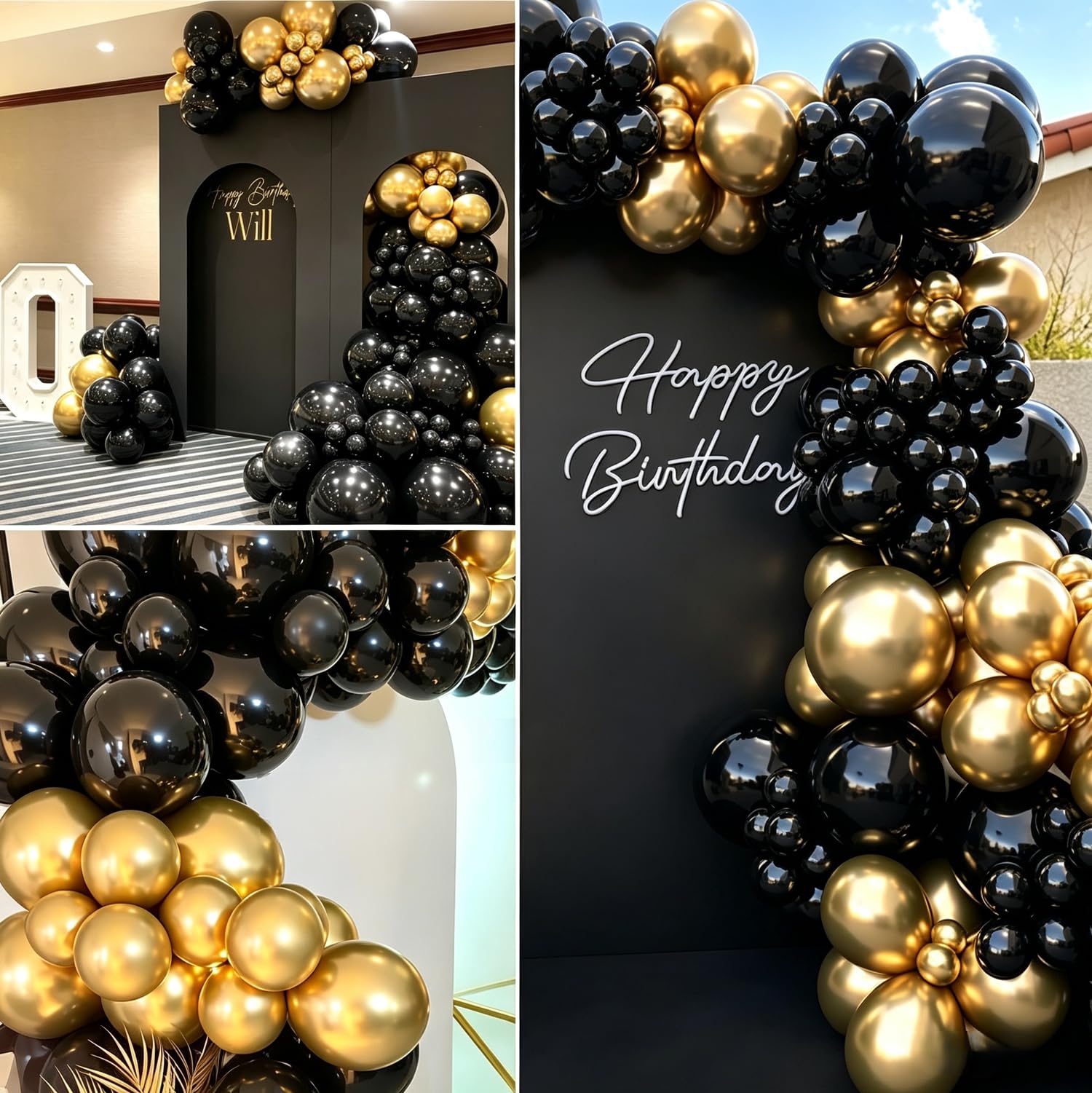 Black & Gold Balloons - 50 Pcs for Parties & Events -5 Black & Gold Balloons - 50 Pcs for Parties & Events -5