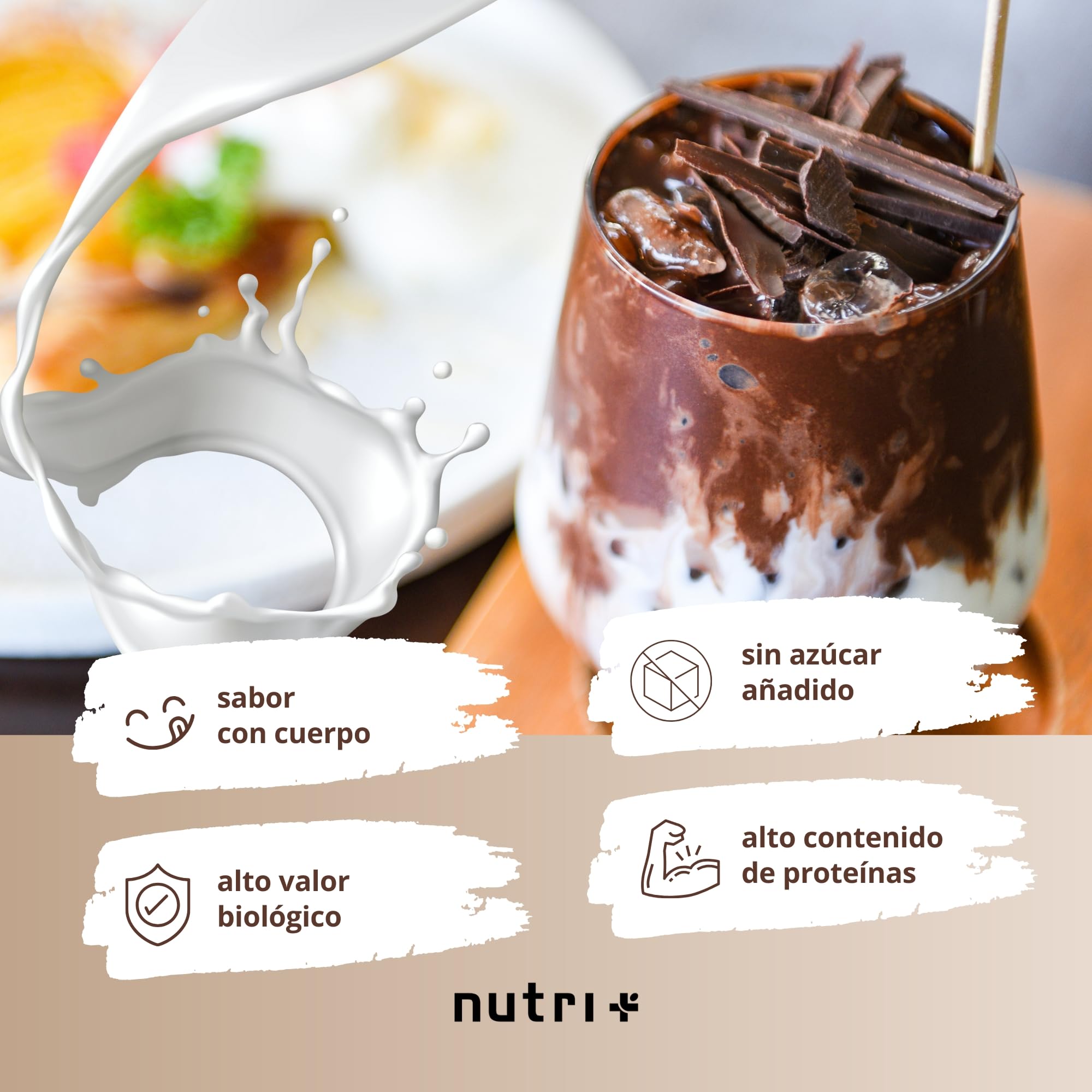 Nutri + Batido Proteína de Chocolate 1kg - Proteínas en Polvo bajas en Azúcar - Aislado de Proteína de Soja sin OGM, Almendra, Girasol - Muscle Building Protein producido en Alemania