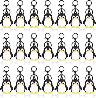 24 Pack 3D Penguin Keychain Bulk for Penguin Themed Party,Goodie Stuffer,Present for Friends,Guest Return Gift, Baby Shower,Birthday Party, White